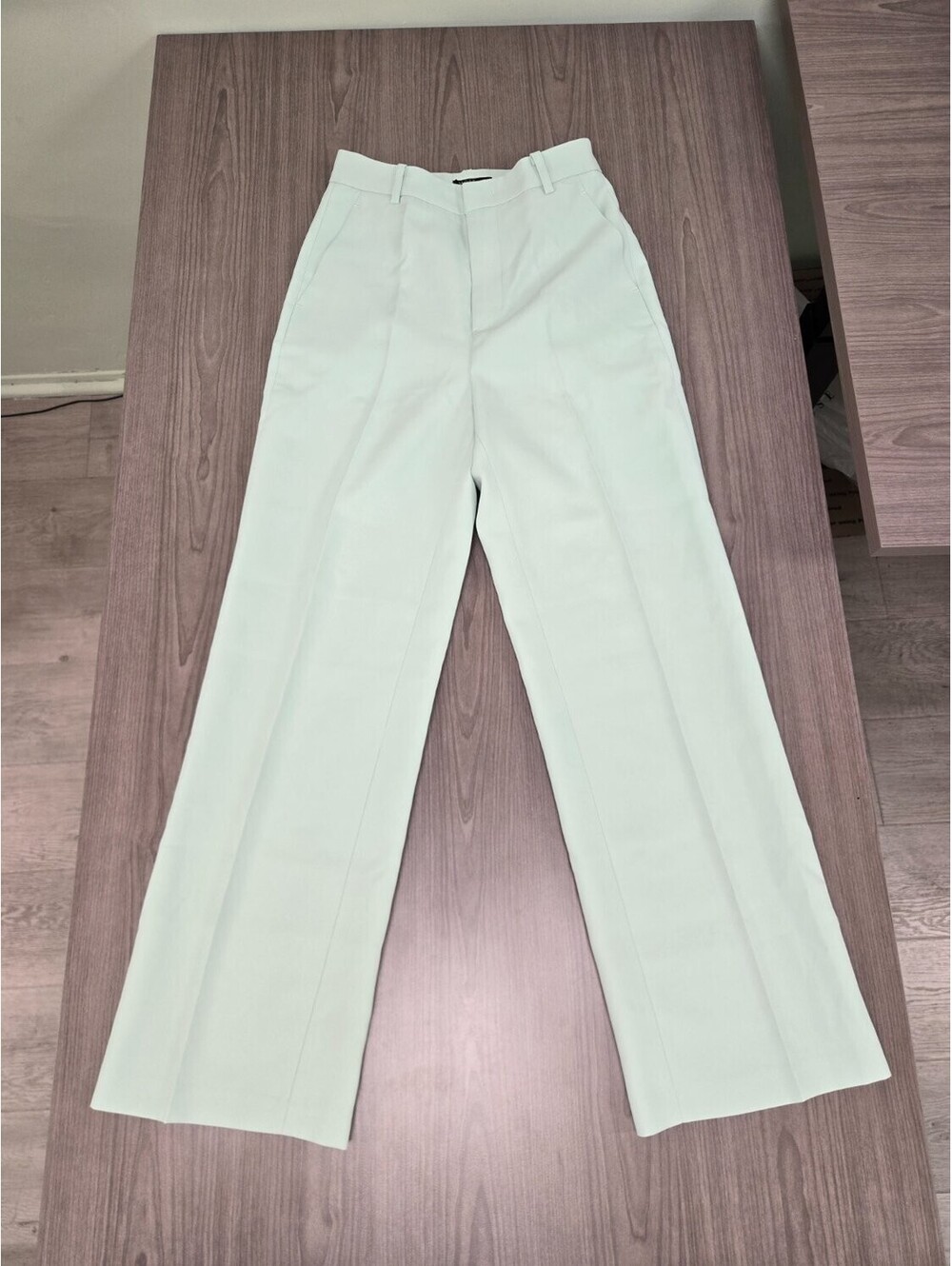 MOTF Shein Wide Leg Trousers Womens XS Mint Green Pleated Front Dress Pants NWT
